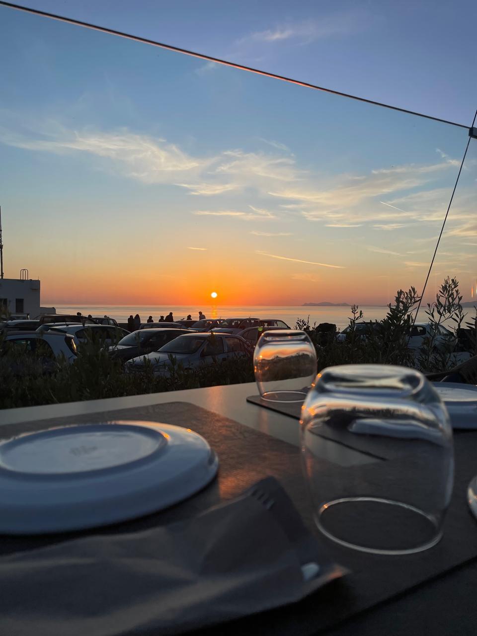 Santorini golden hour from Tramonto terrace